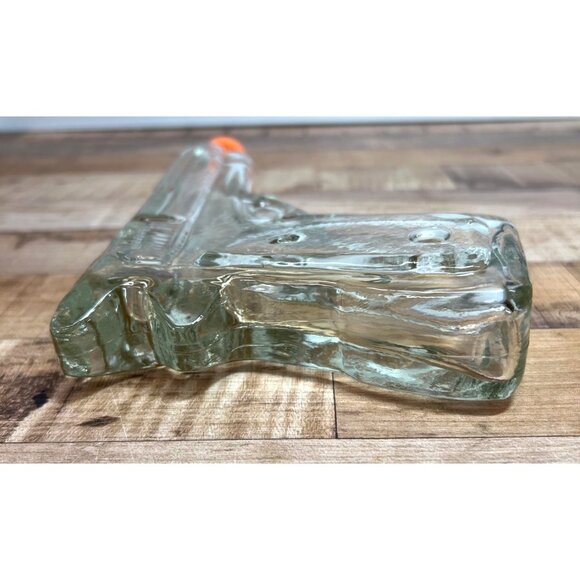 Glass Gun-Shaped Bottle With Orange Screw Cap For Decorative Use Or Collectors - Picture 4 of 4